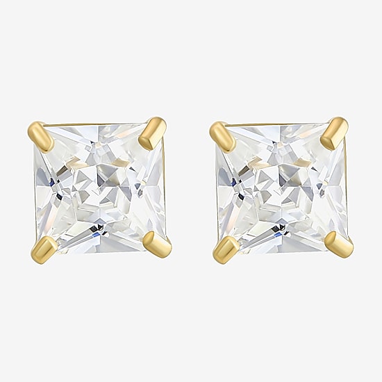 White Cubic Zirconia 14K Gold 12.7mm Stud Earrings