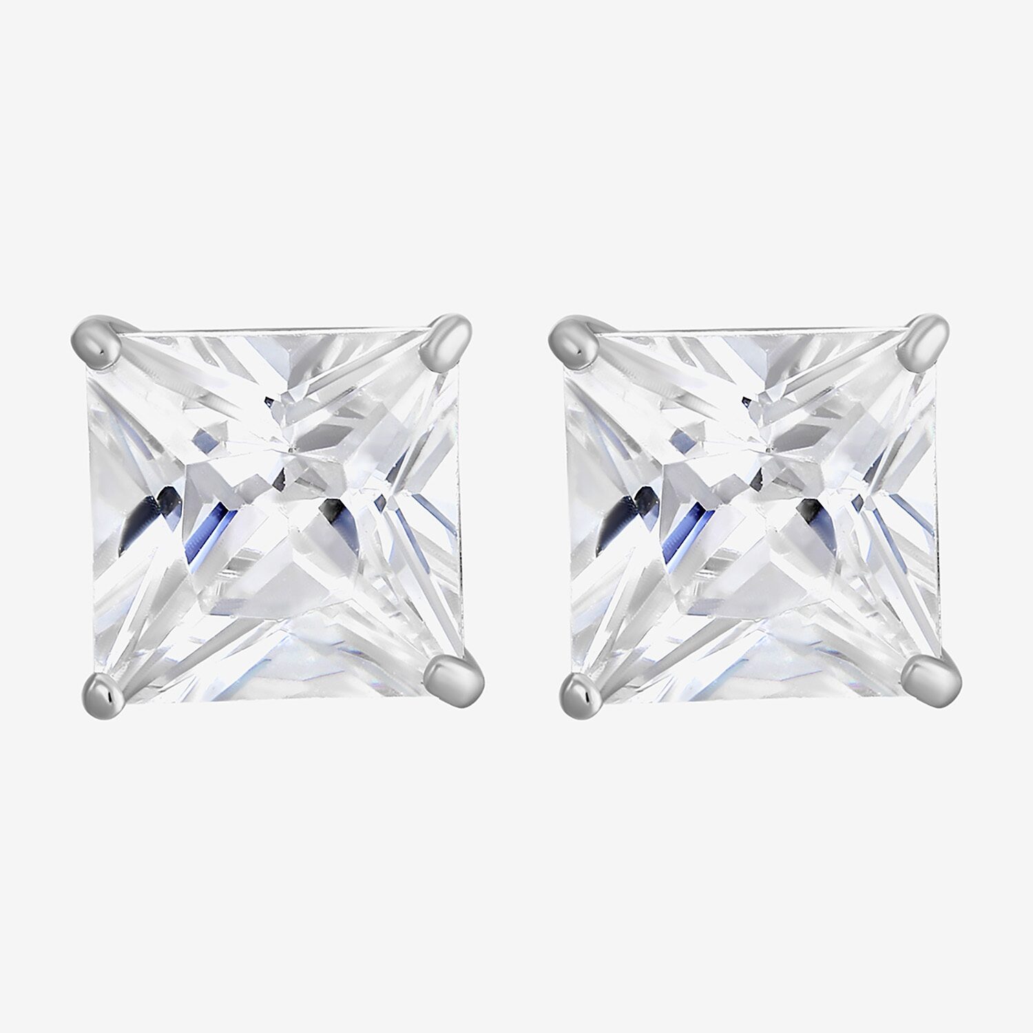 White Cubic Zirconia 14K Gold 13.8mm Stud Earrings