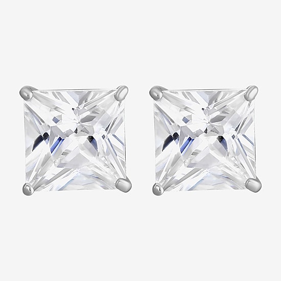 White Cubic Zirconia 14K Gold 13.8mm Stud Earrings