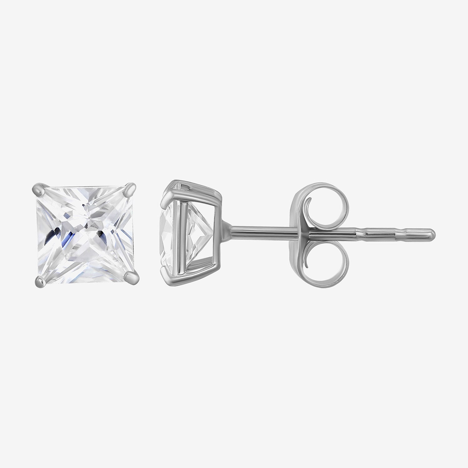 White Cubic Zirconia 14K Gold 13.8mm Stud Earrings