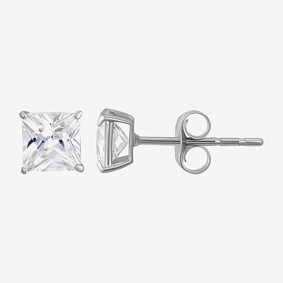 White Cubic Zirconia 14K Gold 13.8mm Stud Earrings