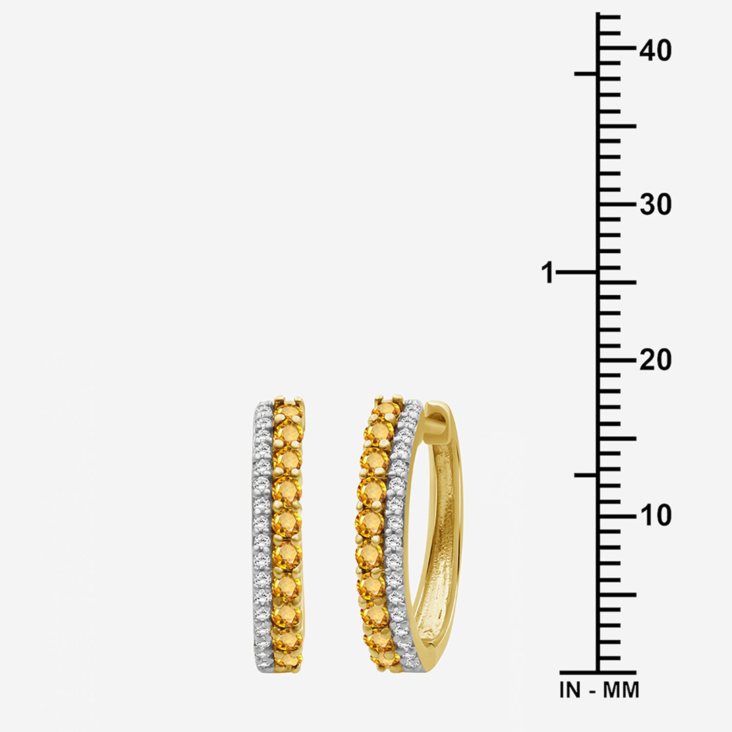 (I-J / I2-I3) Womens 1/10 CT. T.W. Genuine Yellow Citrine 10K Gold 15.3mm Round Hypoallergenic Hoop Earrings
