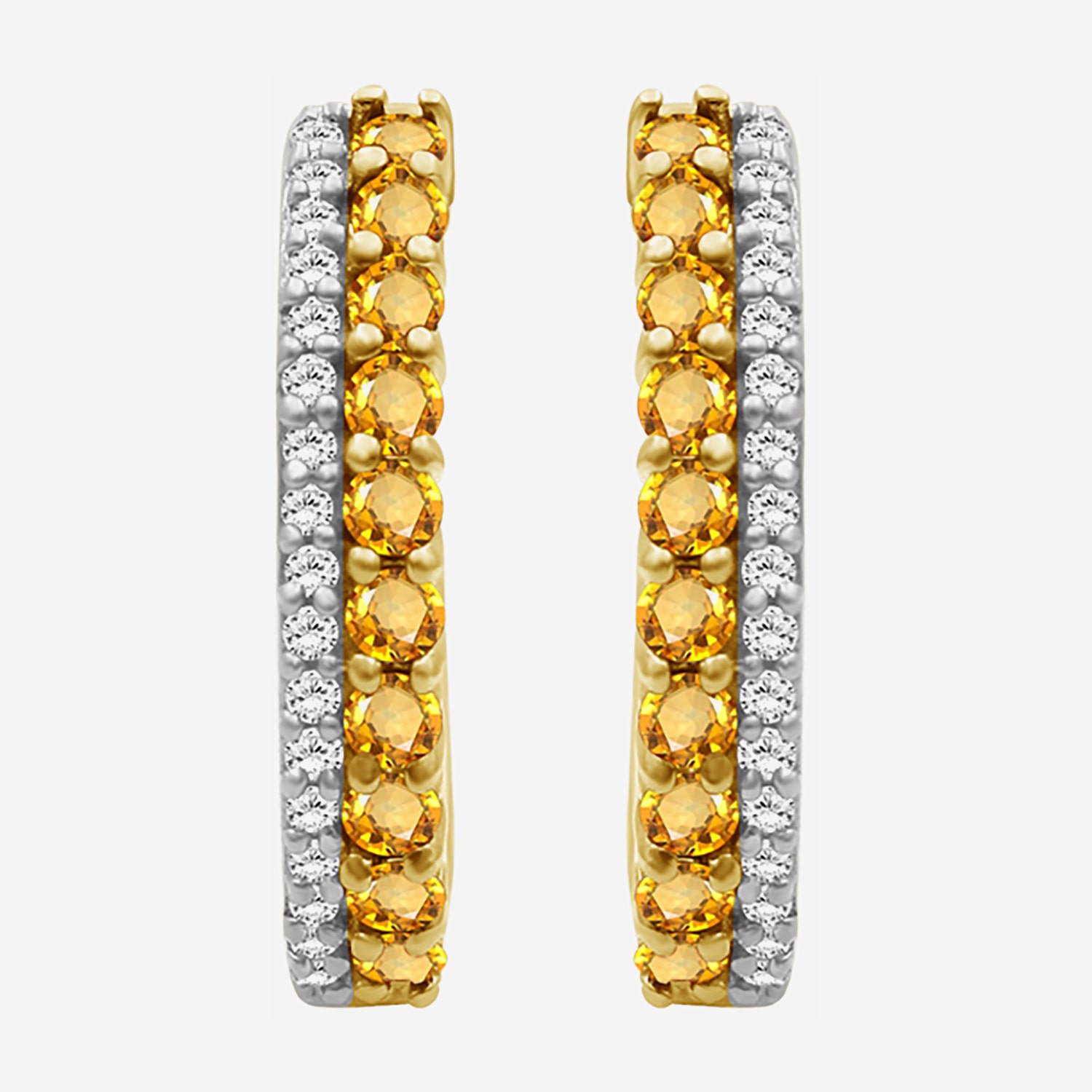 (I-J / I2-I3) Womens 1/10 CT. T.W. Genuine Yellow Citrine 10K Gold 15.3mm Round Hypoallergenic Hoop Earrings