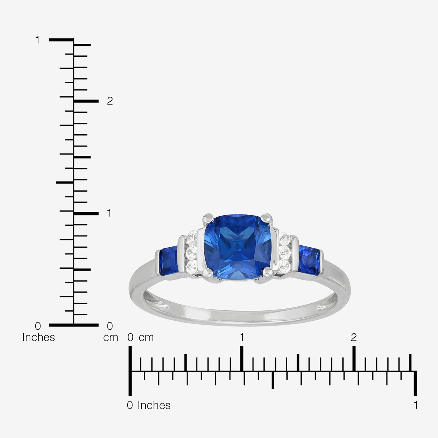Womens Lab Created Blue Sapphire Sterling Silver Cushion Cocktail Ring