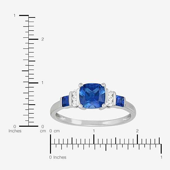 Womens Lab Created Gemstone Sterling Silver Cushion Cocktail Ring