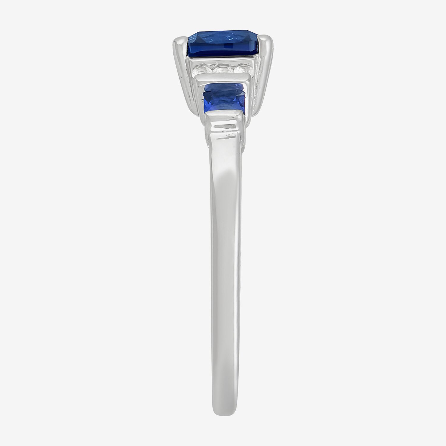 Womens Lab Created Blue Sapphire Sterling Silver Cushion Cocktail Ring