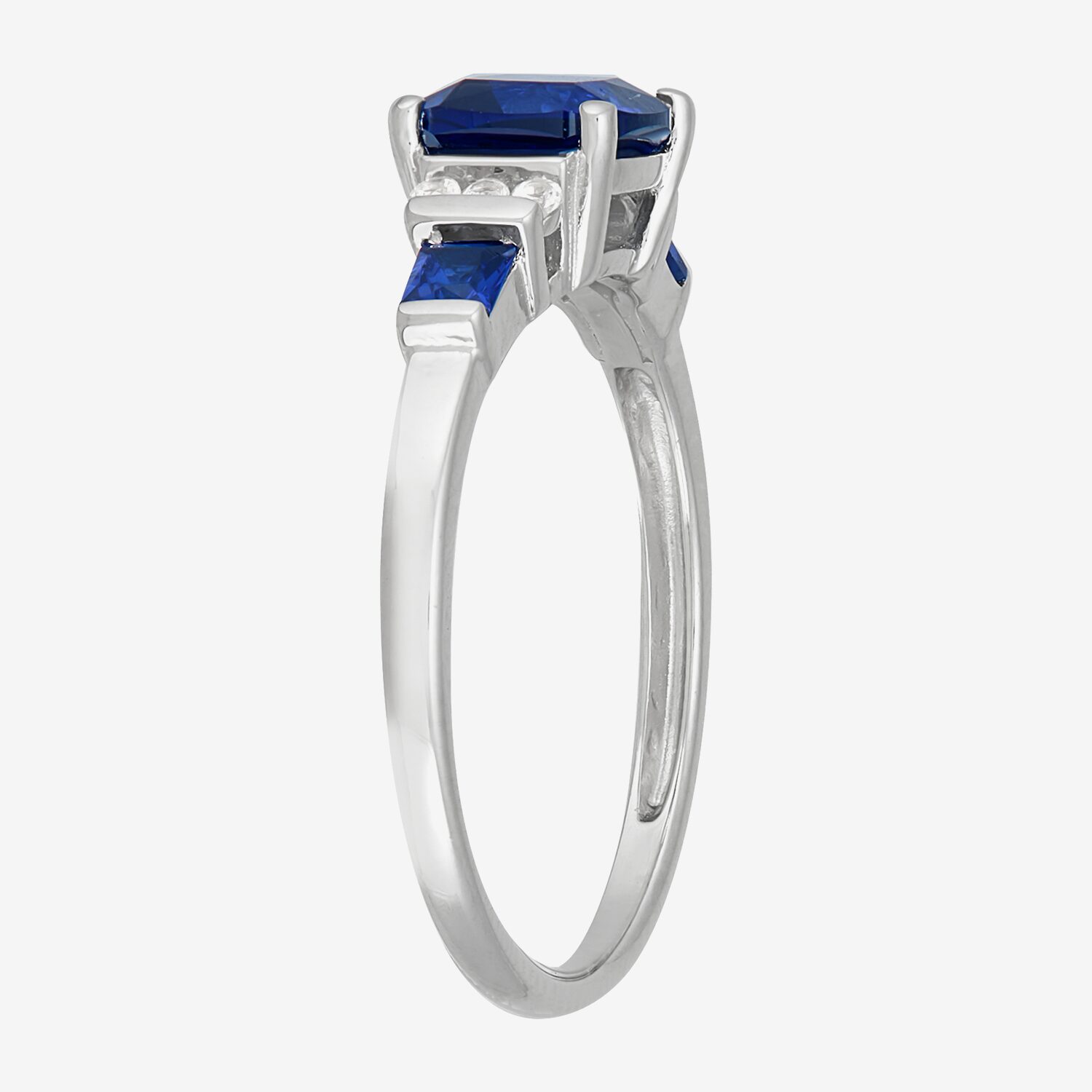Womens Lab Created Blue Sapphire Sterling Silver Cushion Cocktail Ring