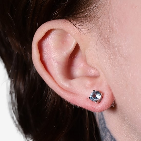 LIMITED QUANTITIES  Genuine Aquamarine Sterling Silver Stud Earrings