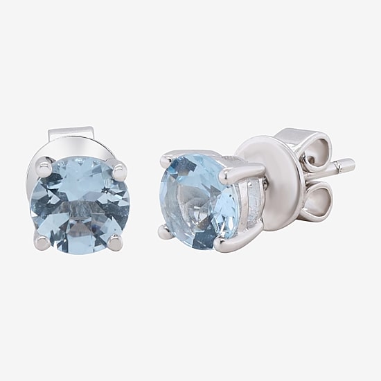 LIMITED QUANTITIES  Genuine Aquamarine Sterling Silver Stud Earrings