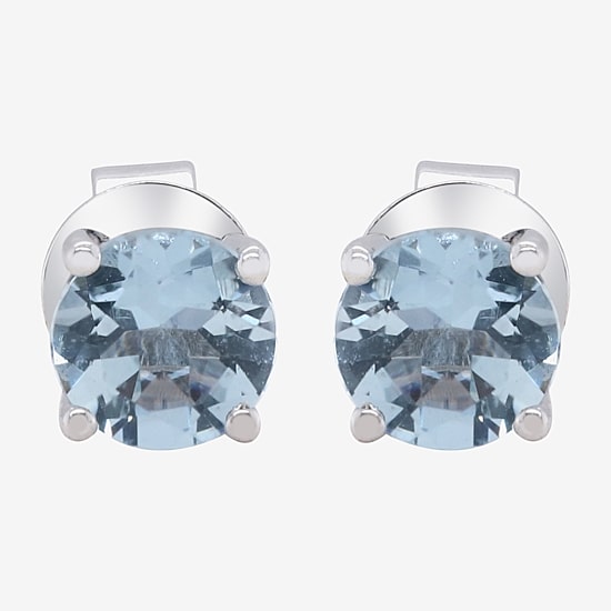 LIMITED QUANTITIES  Genuine Aquamarine Sterling Silver Stud Earrings
