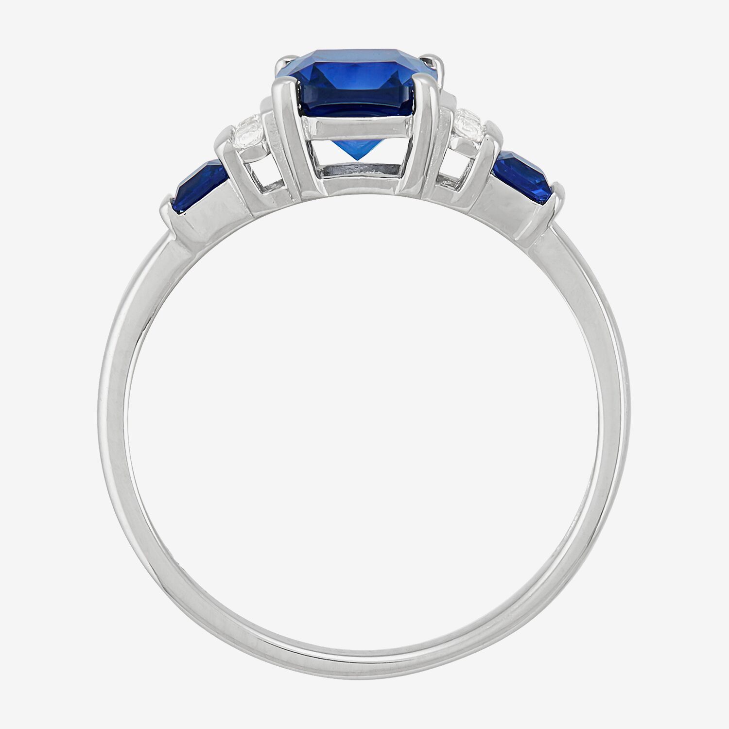 Womens Lab Created Blue Sapphire Sterling Silver Cushion Cocktail Ring