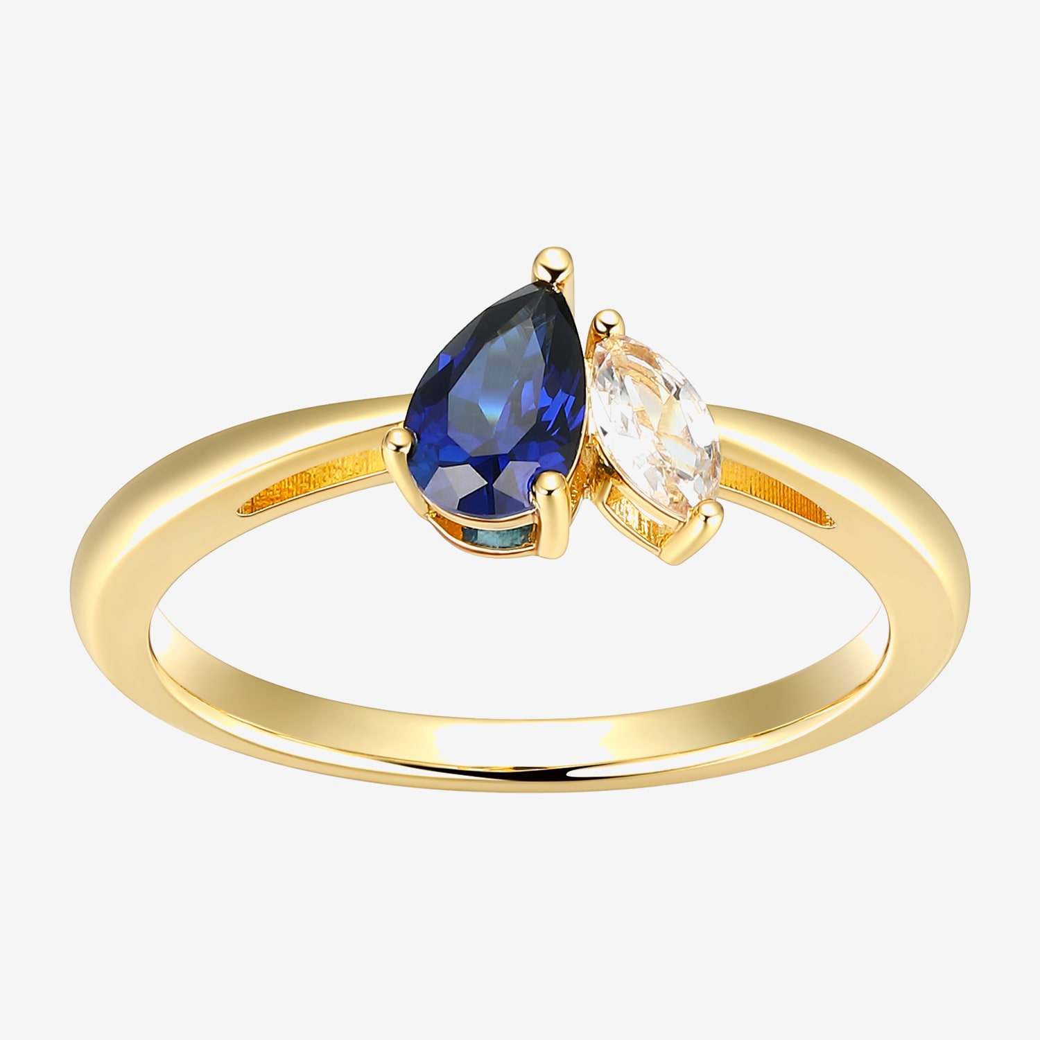 Womens Lab Created Blue Sapphire 18K Gold Over Silver Pear Cocktail Ring