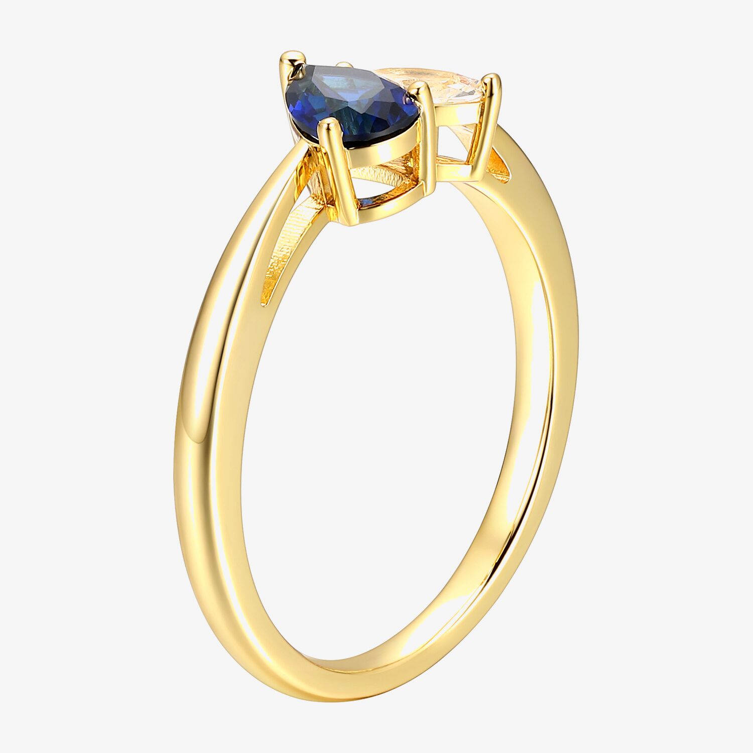 Womens Lab Created Blue Sapphire 18K Gold Over Silver Pear Cocktail Ring