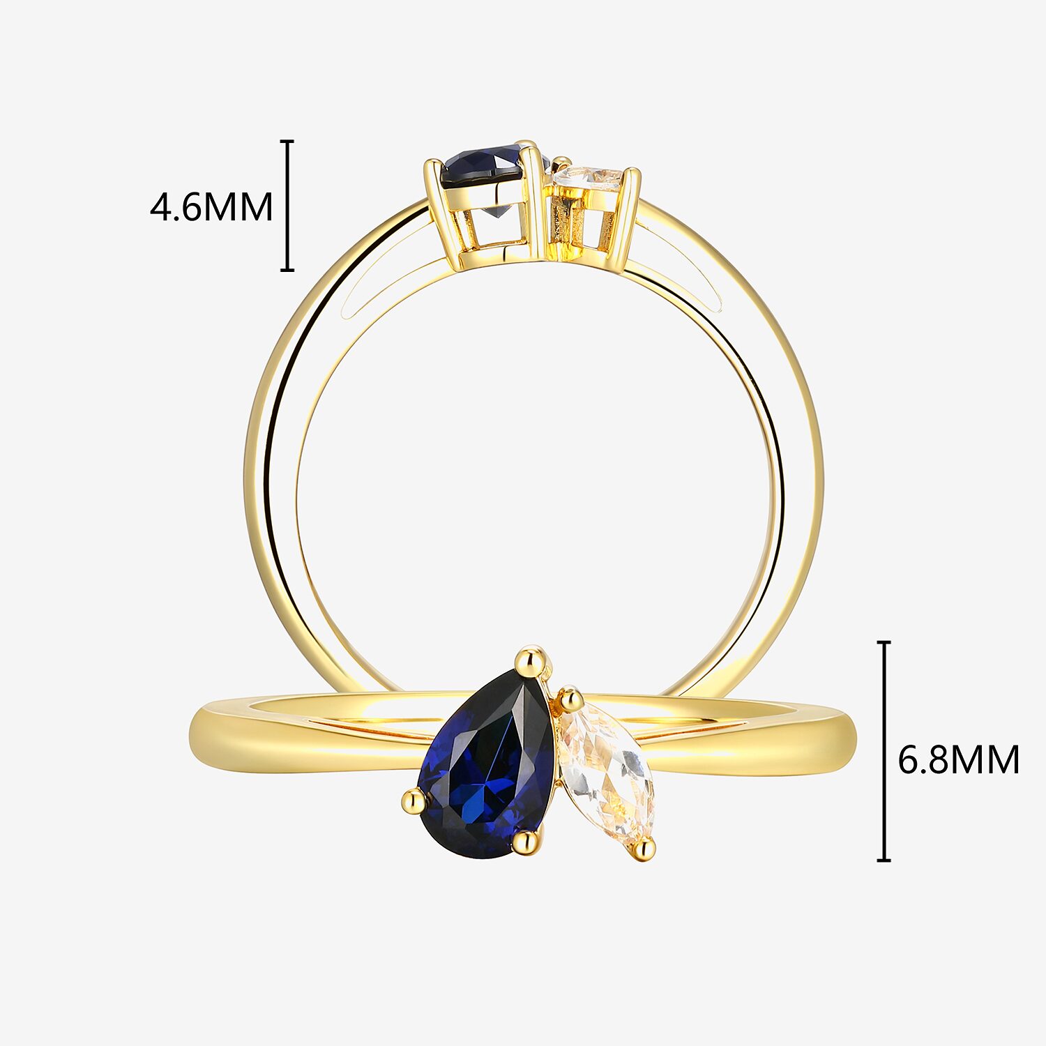Womens Lab Created Blue Sapphire 18K Gold Over Silver Pear Cocktail Ring