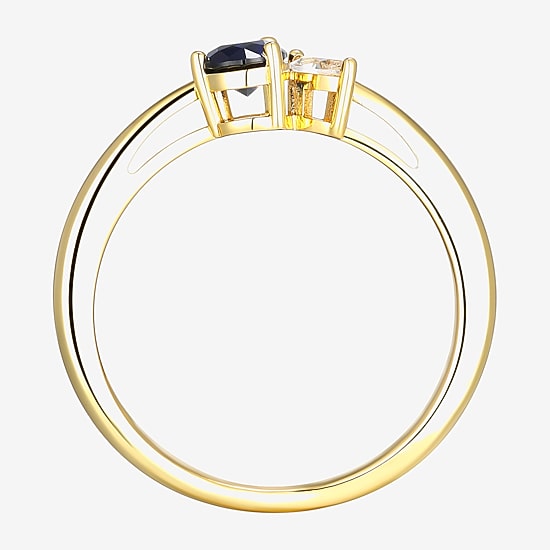Womens Lab Created Blue Sapphire 18K Gold Over Silver Pear Cocktail Ring