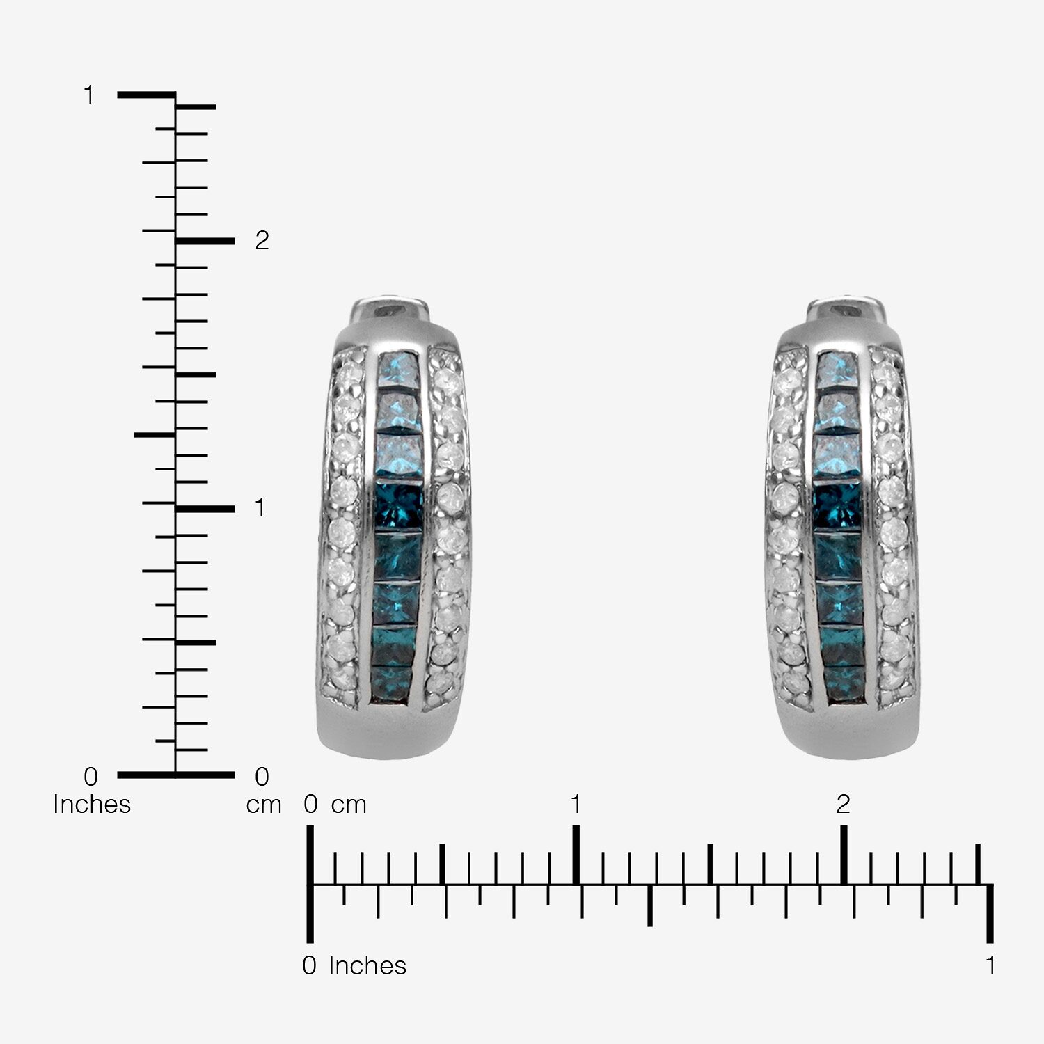 LIMITED QUANTITIES 7/8 CT. T.W. White and Color-Enhanced Blue Diamond Hoop Earrings