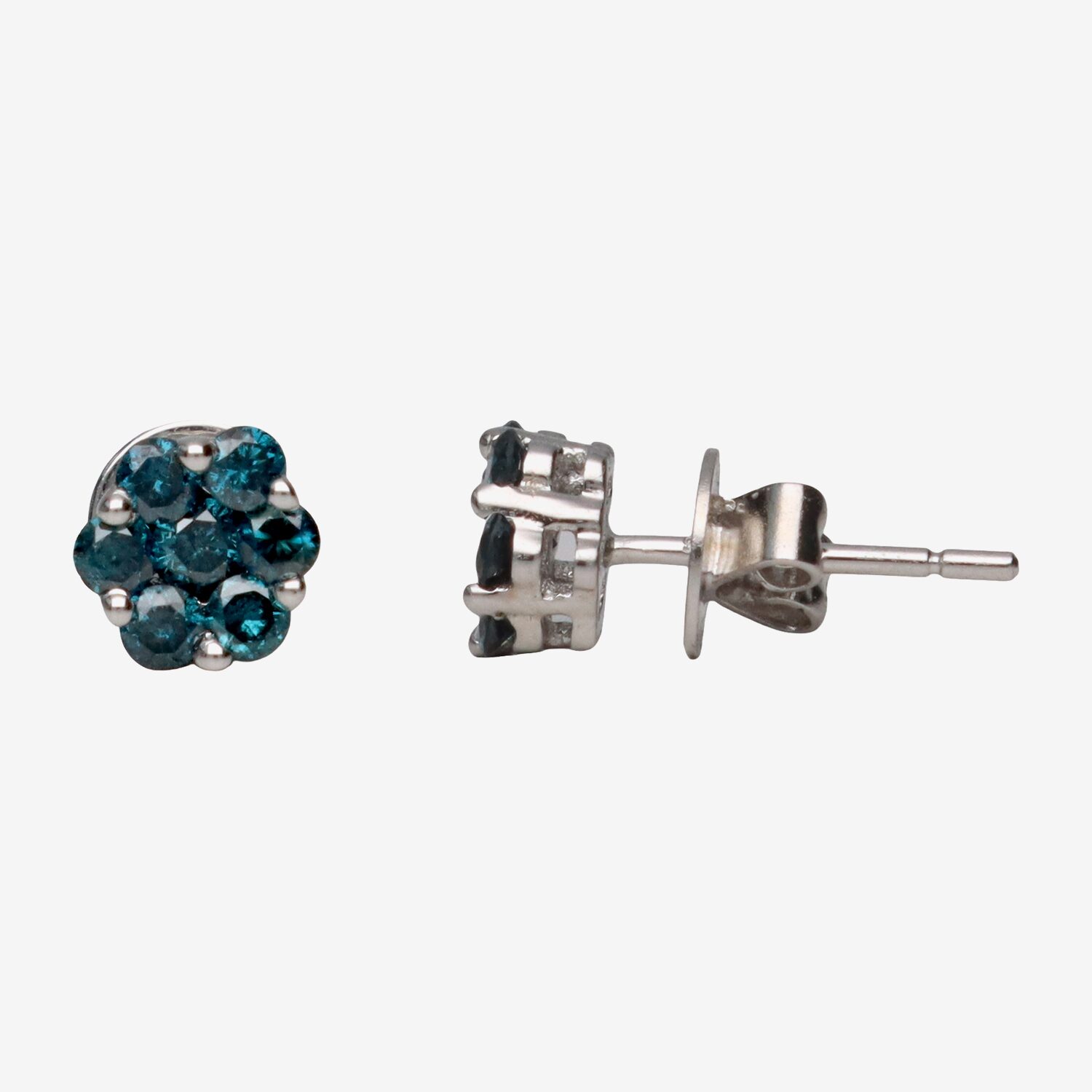 LIMITED QUANTITIES 3/4 CT. T.W. Color-Enhanced Blue Diamond Flower Stud Earrings