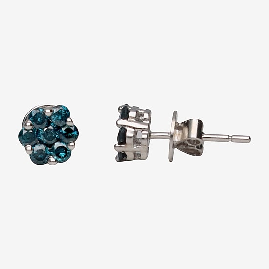 LIMITED QUANTITIES 3/4 CT. T.W. Color-Enhanced Blue Diamond Flower Stud Earrings