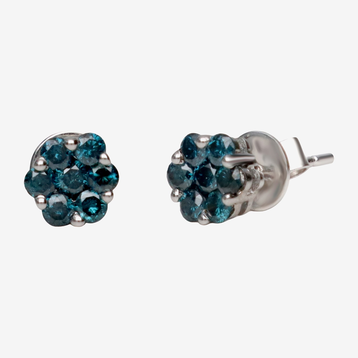 LIMITED QUANTITIES 3/4 CT. T.W. Color-Enhanced Blue Diamond Flower Stud Earrings
