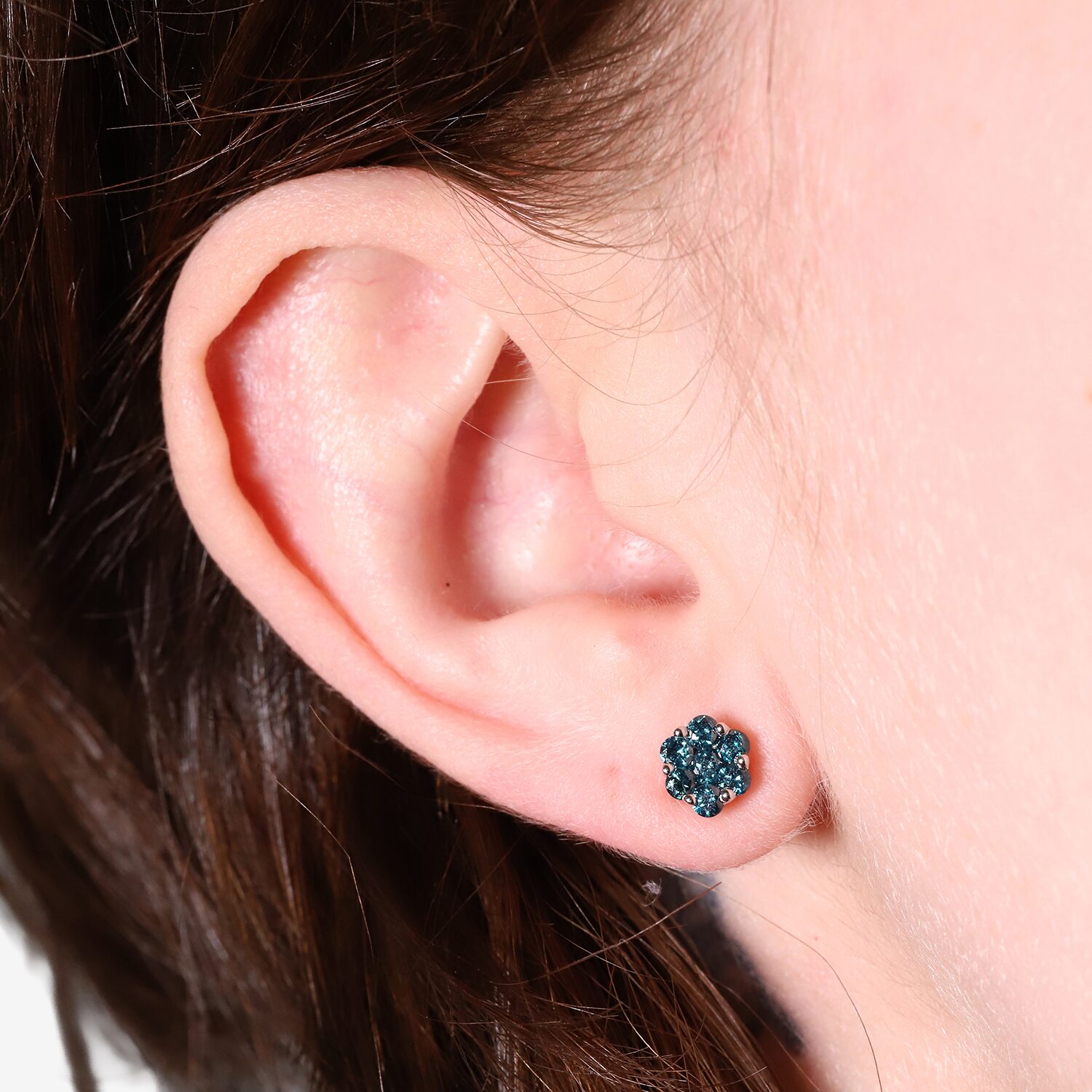 LIMITED QUANTITIES 3/4 CT. T.W. Color-Enhanced Blue Diamond Flower Stud Earrings
