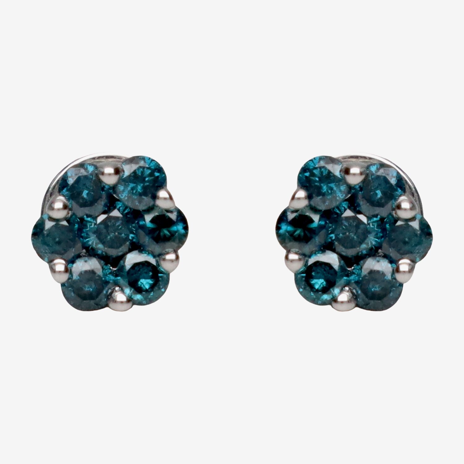 LIMITED QUANTITIES 3/4 CT. T.W. Color-Enhanced Blue Diamond Flower Stud Earrings