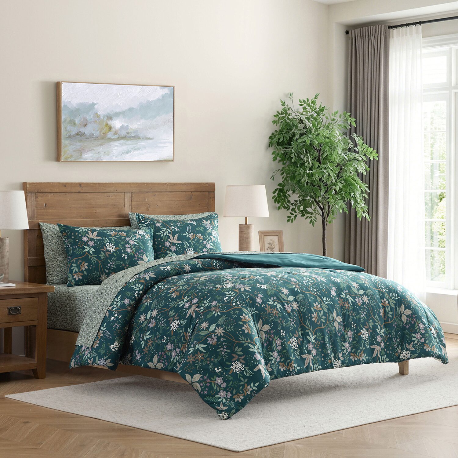 Lanwood Home Printed Reversible 7-pc. Easy Care Comforter Set
