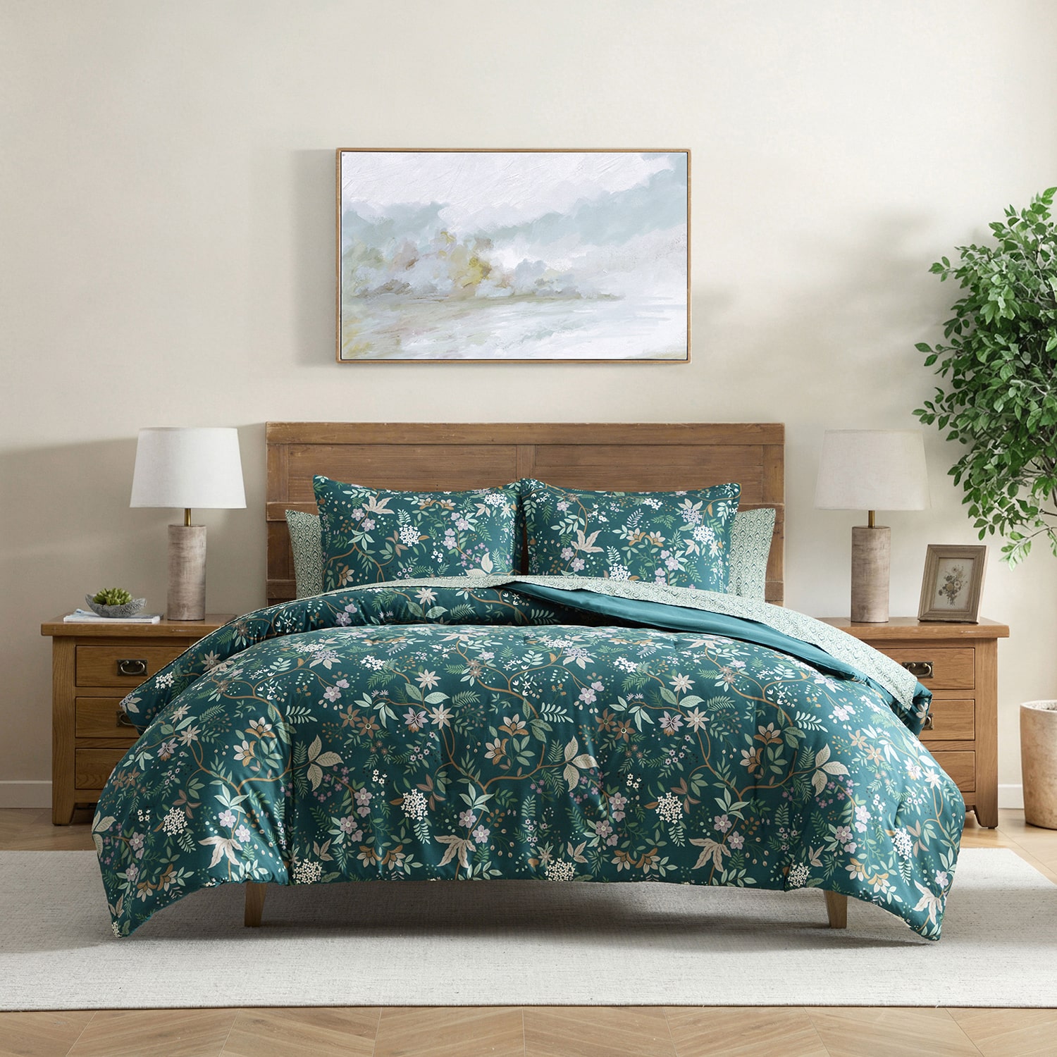 Lanwood Home Printed Reversible 7-pc. Easy Care Comforter Set
