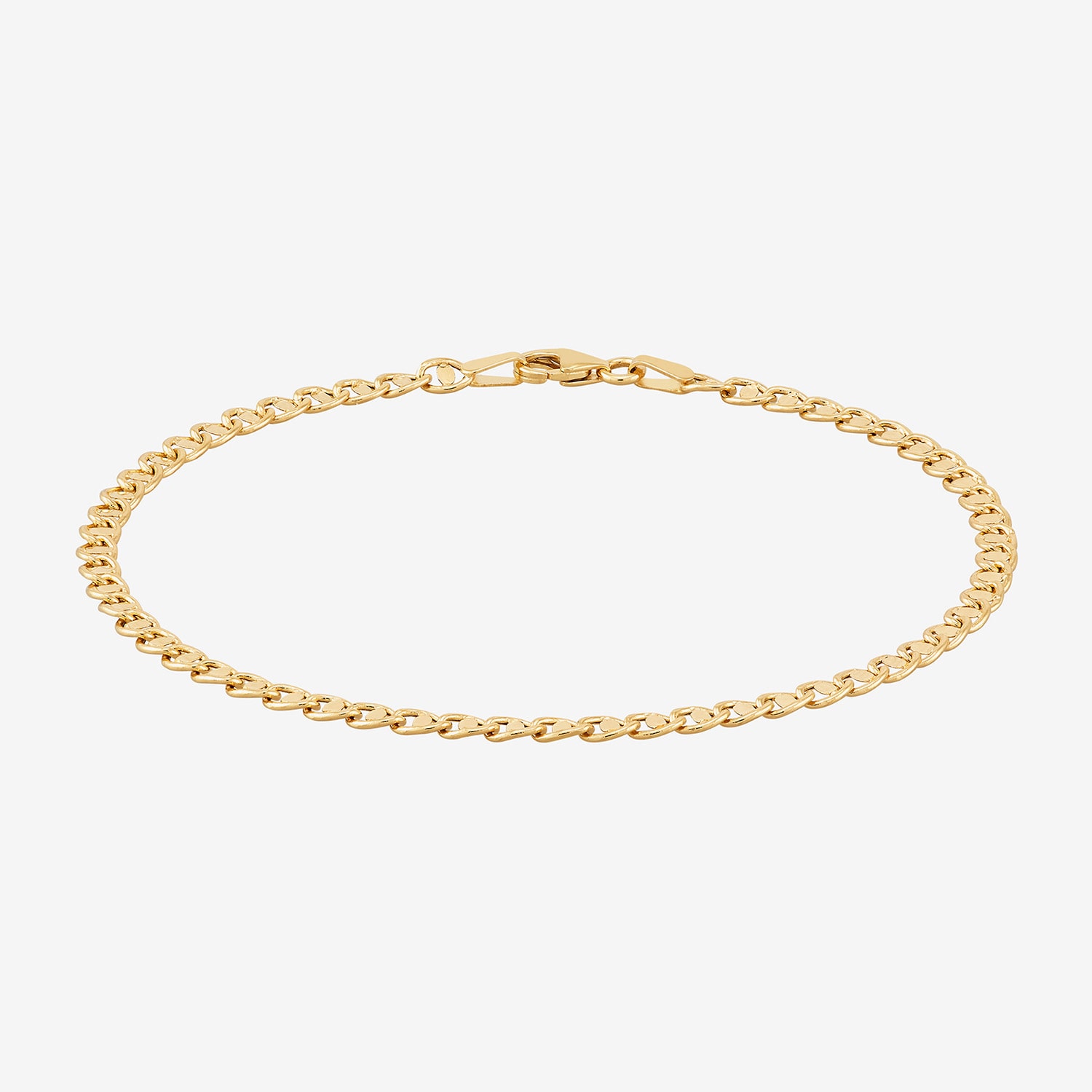 Womens 14K Gold 7.5 Inch Hollow Chain Bracelet