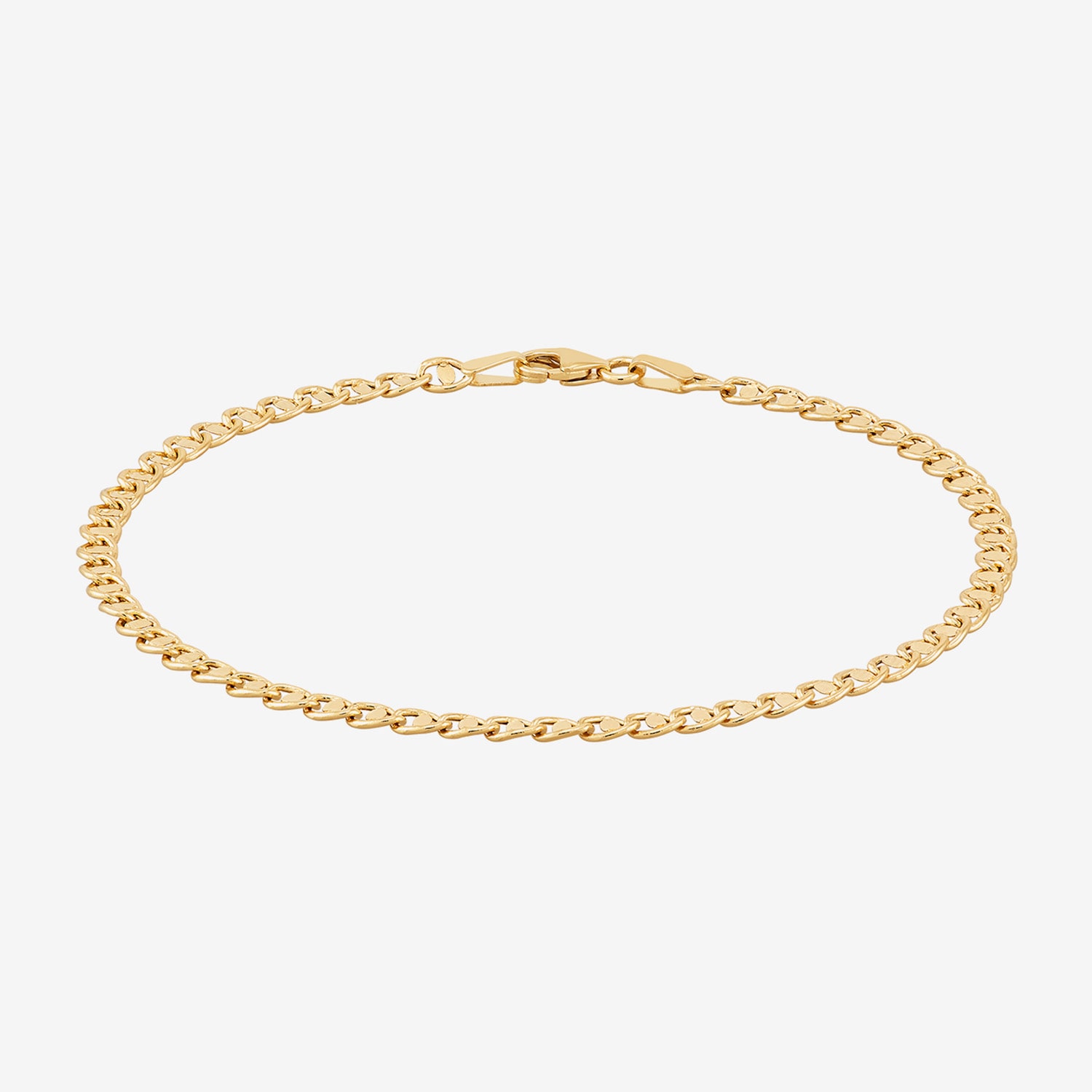Womens 14K Gold 7.5 Inch Hollow Chain Bracelet
