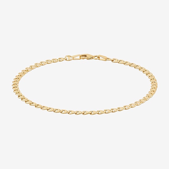 Womens 14K Gold 7.5 Inch Hollow Chain Bracelet