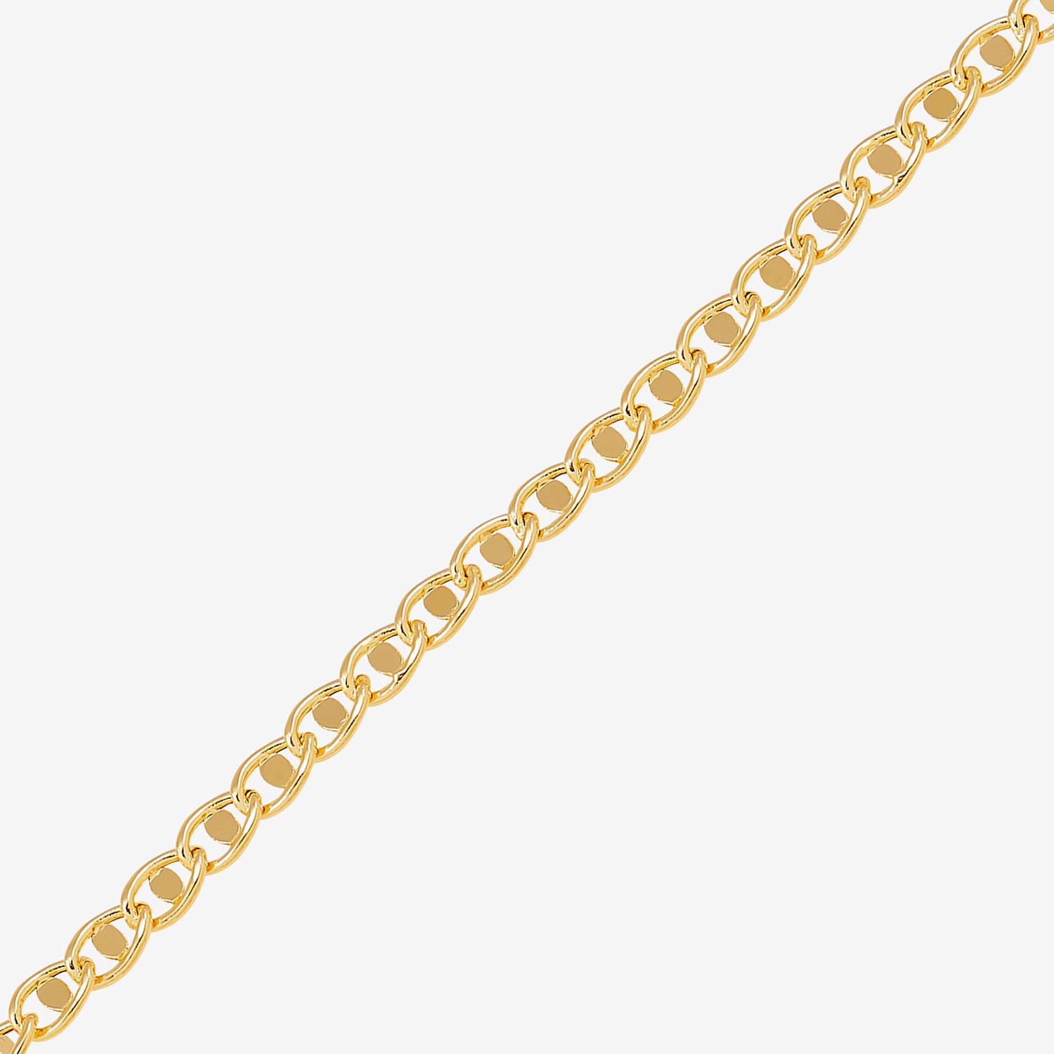 Womens 14K Gold 7.5 Inch Hollow Chain Bracelet