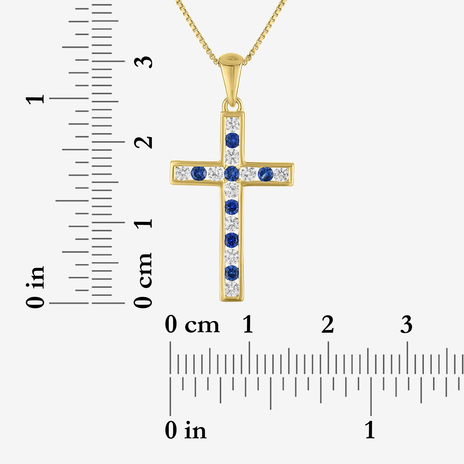Cross Womens Lab Created Blue Sapphire 14K Gold Over Silver Cross 18 Inch Pendant Necklace