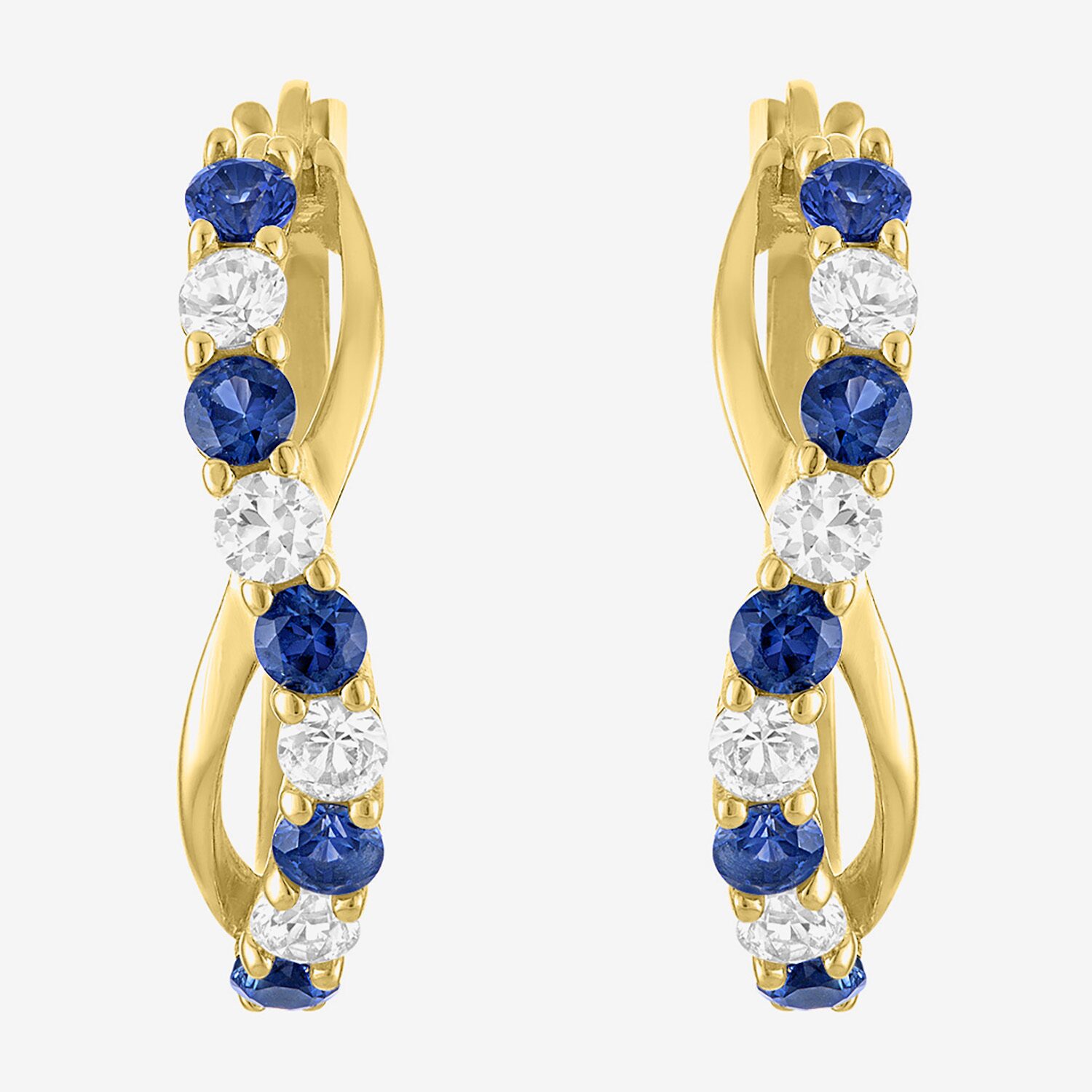 Womens Lab Created Blue Sapphire 14K Gold Over Silver 20mm Infinity Hoop Earrings