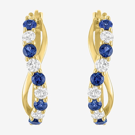 Womens Gemstone 14K Gold Over Silver 20mm Infinity Hoop Earrings