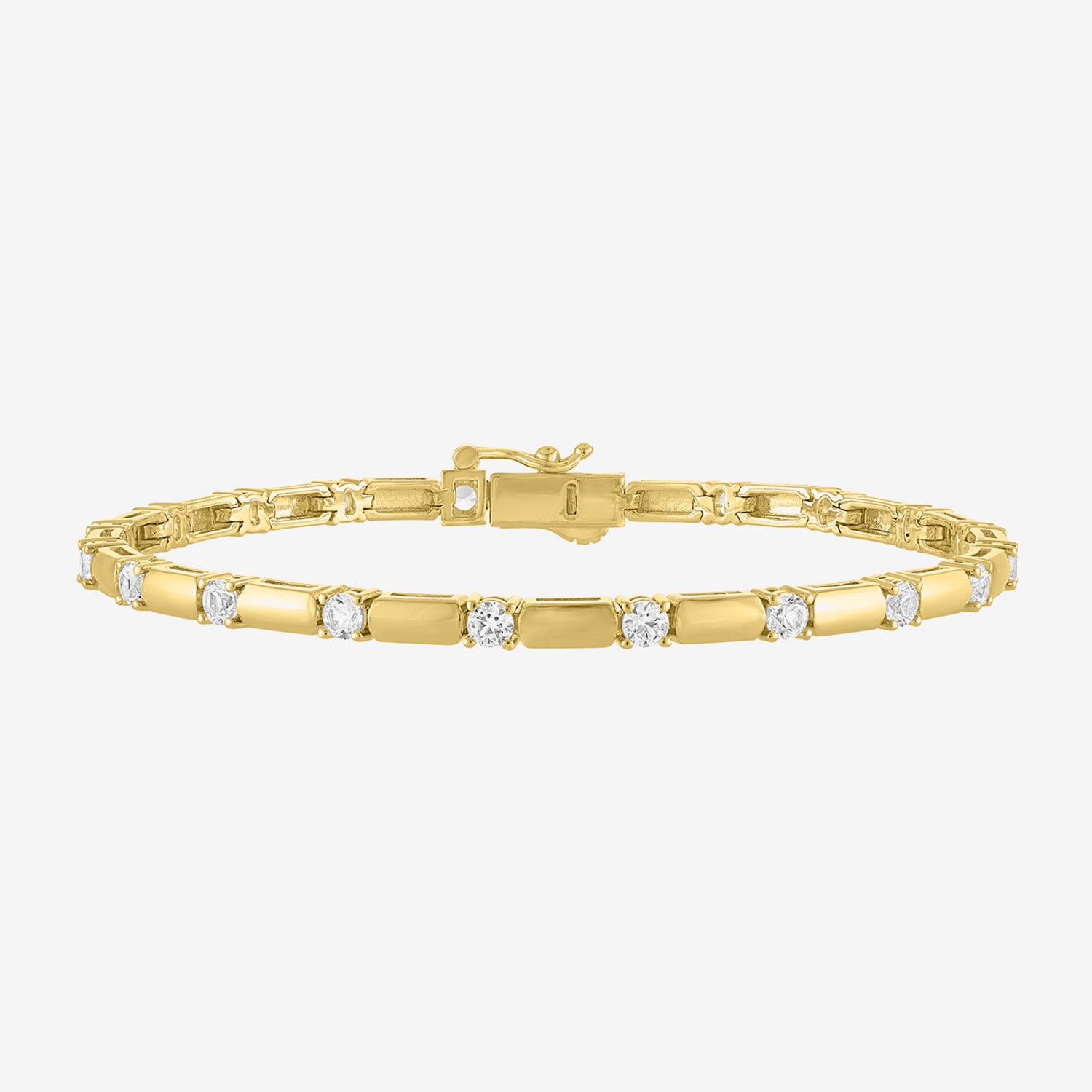 Womens Lab Created White Sapphire 14K Gold Over Brass 7.5 Inch Tennis Bracelet
