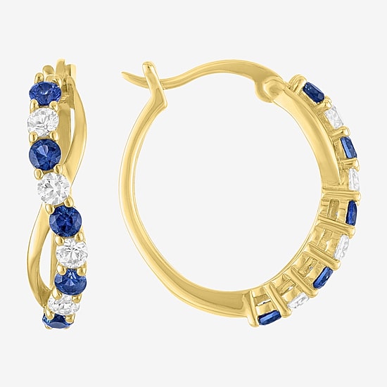 Womens Gemstone 14K Gold Over Silver 20mm Infinity Hoop Earrings