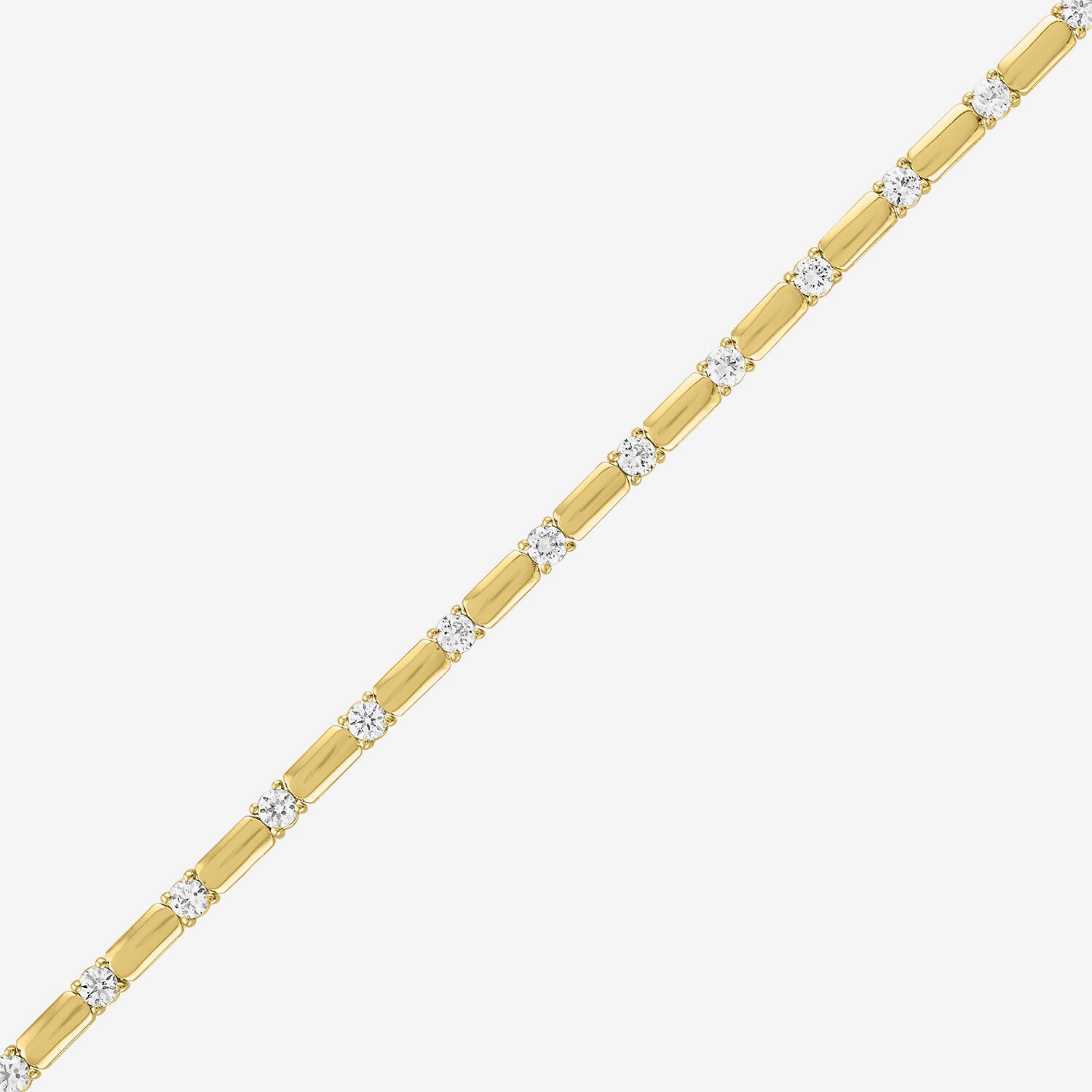 Womens Lab Created White Sapphire 14K Gold Over Brass 7.5 Inch Tennis Bracelet