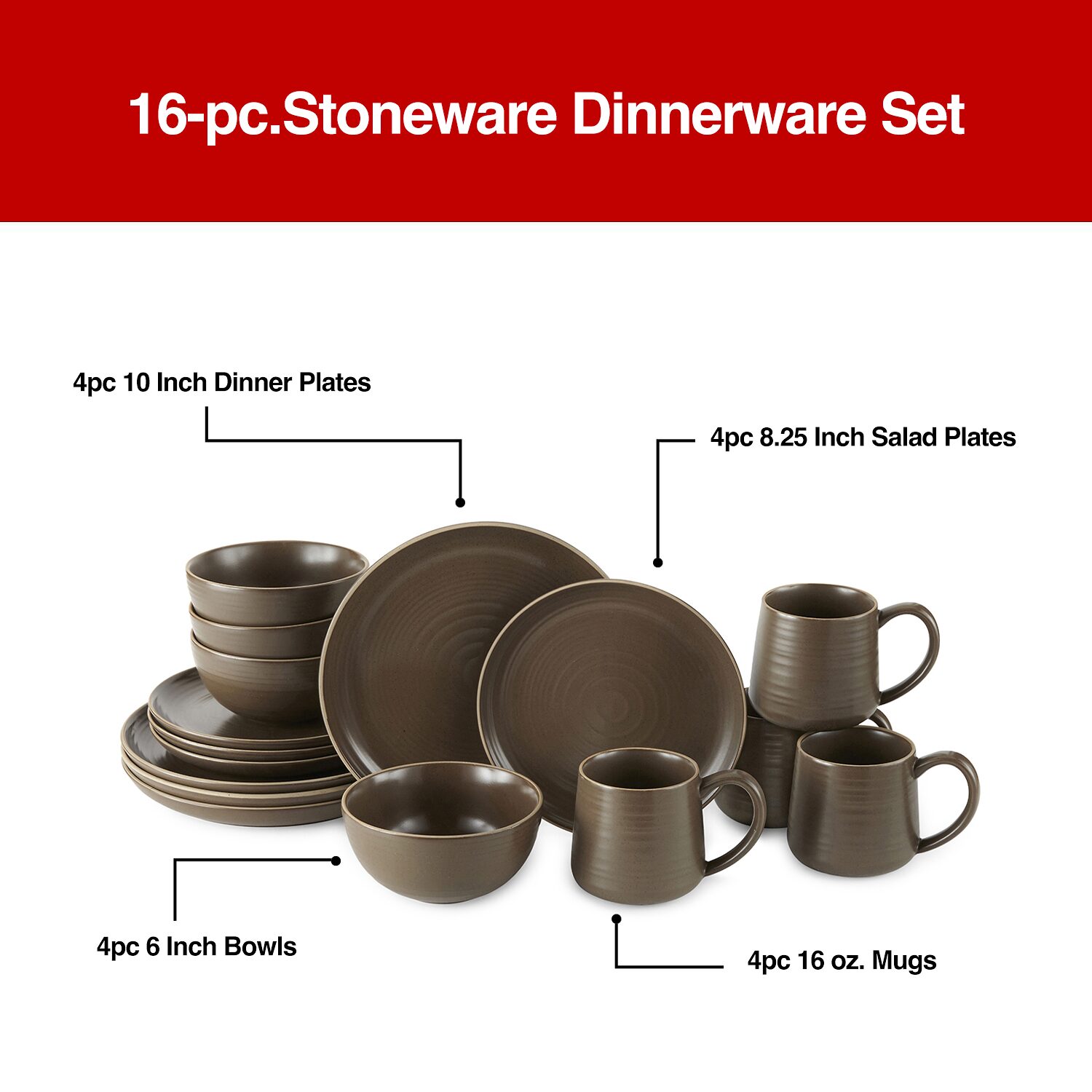Linden Street Harper 16-pc. Stoneware Dinnerware Set