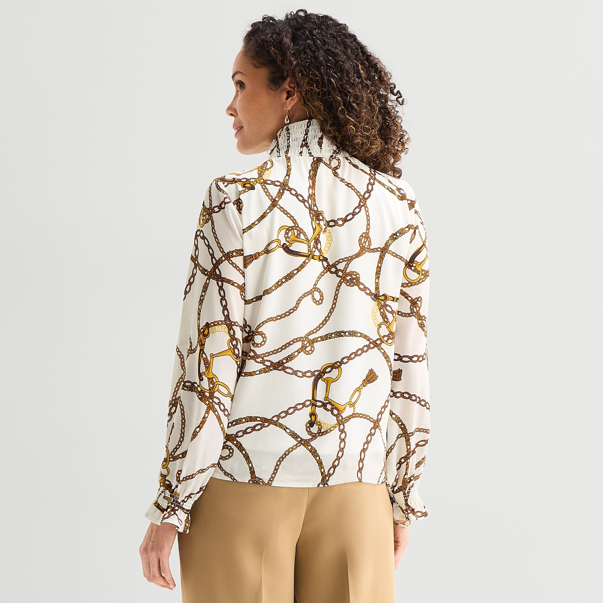 Liz Claiborne Womens Mock Neck Long Sleeve Blouse