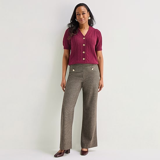 Liz Claiborne Womens V Neck Short Sleeve Button Cardigan