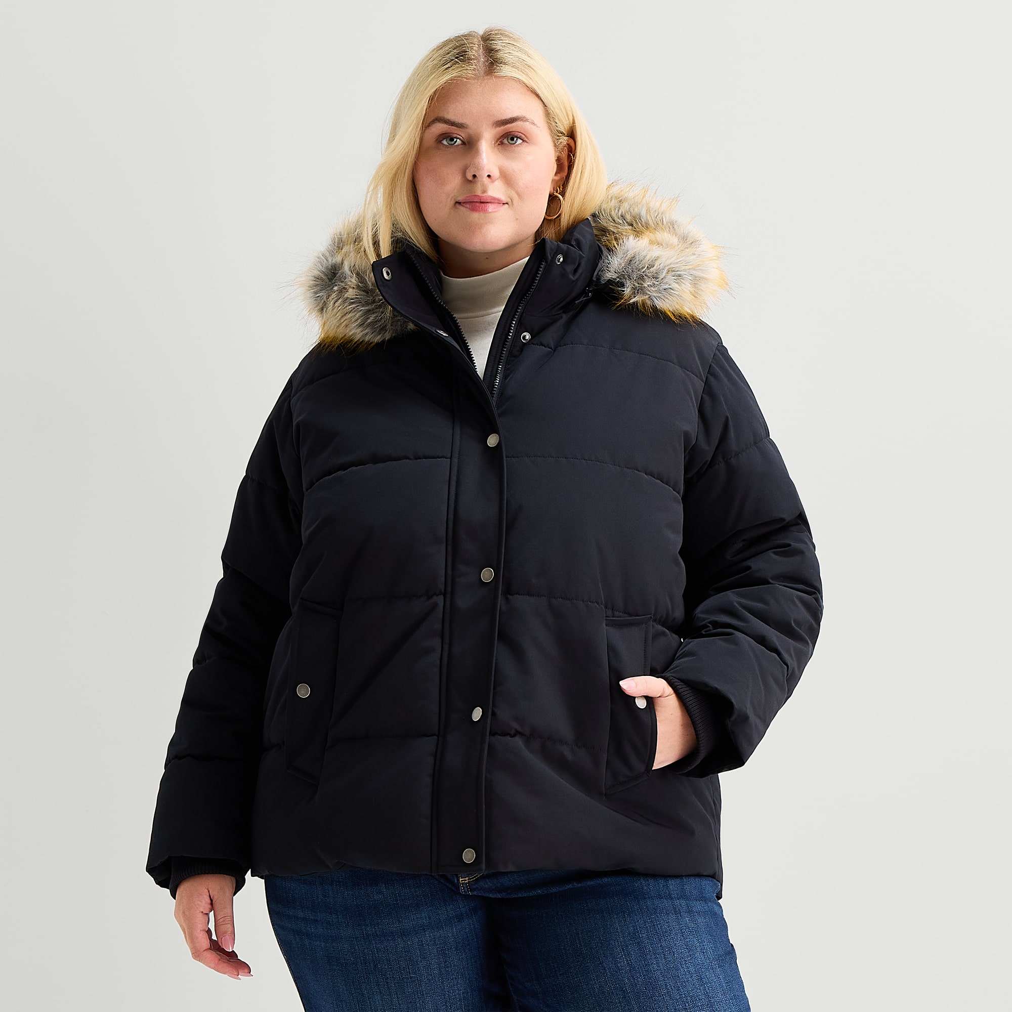St. John's Bay Womens Plus Weather Resistant Parka