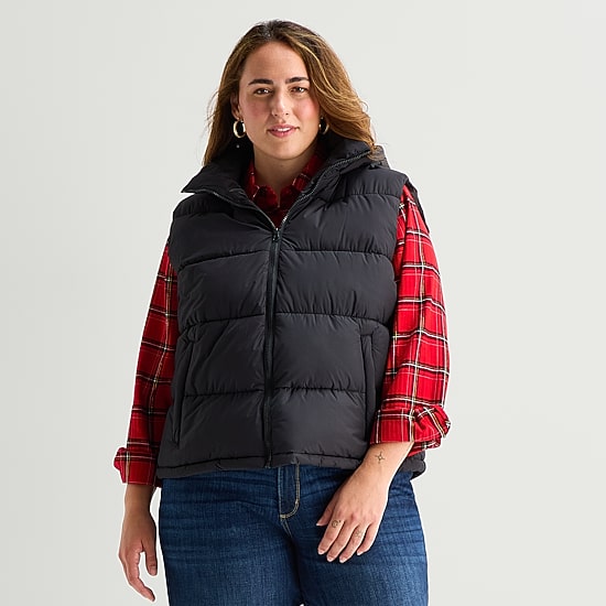 St. John's Bay Womens Midweight Plus Puffer Vest