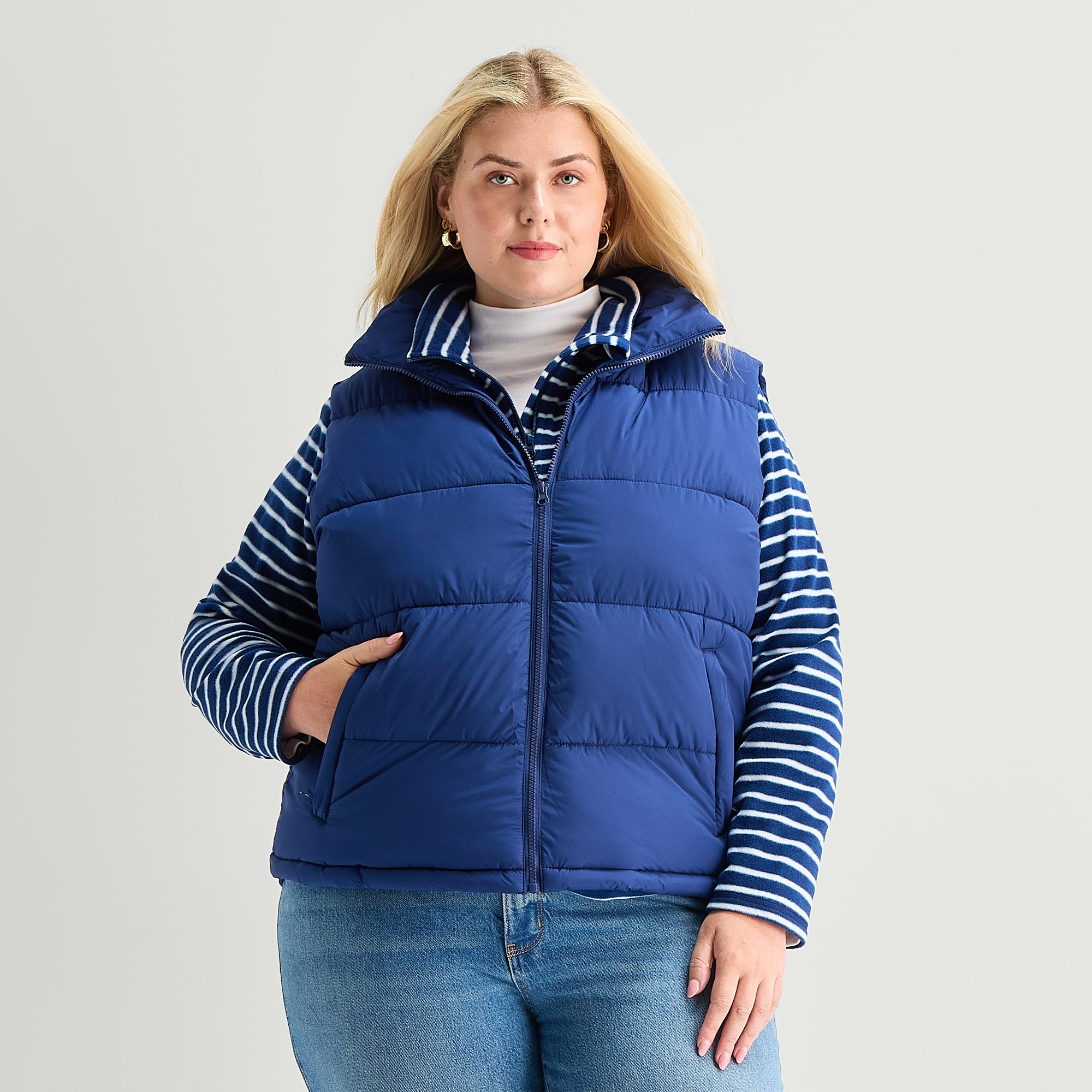 St. John's Bay Womens Midweight Plus Puffer Vest