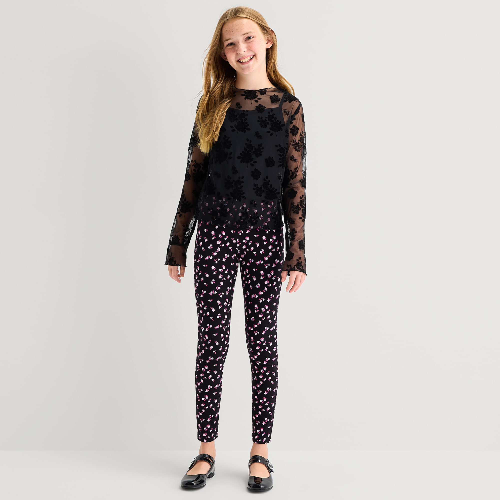 Thereabouts Little & Big Kid Girls Round Neck Long Sleeve 2-pc. T-Shirt