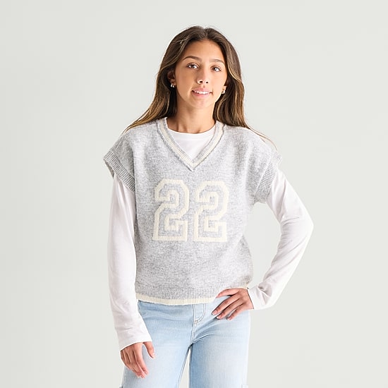 Eyeshadow Big Kid Girls V Neck Sweater Vest