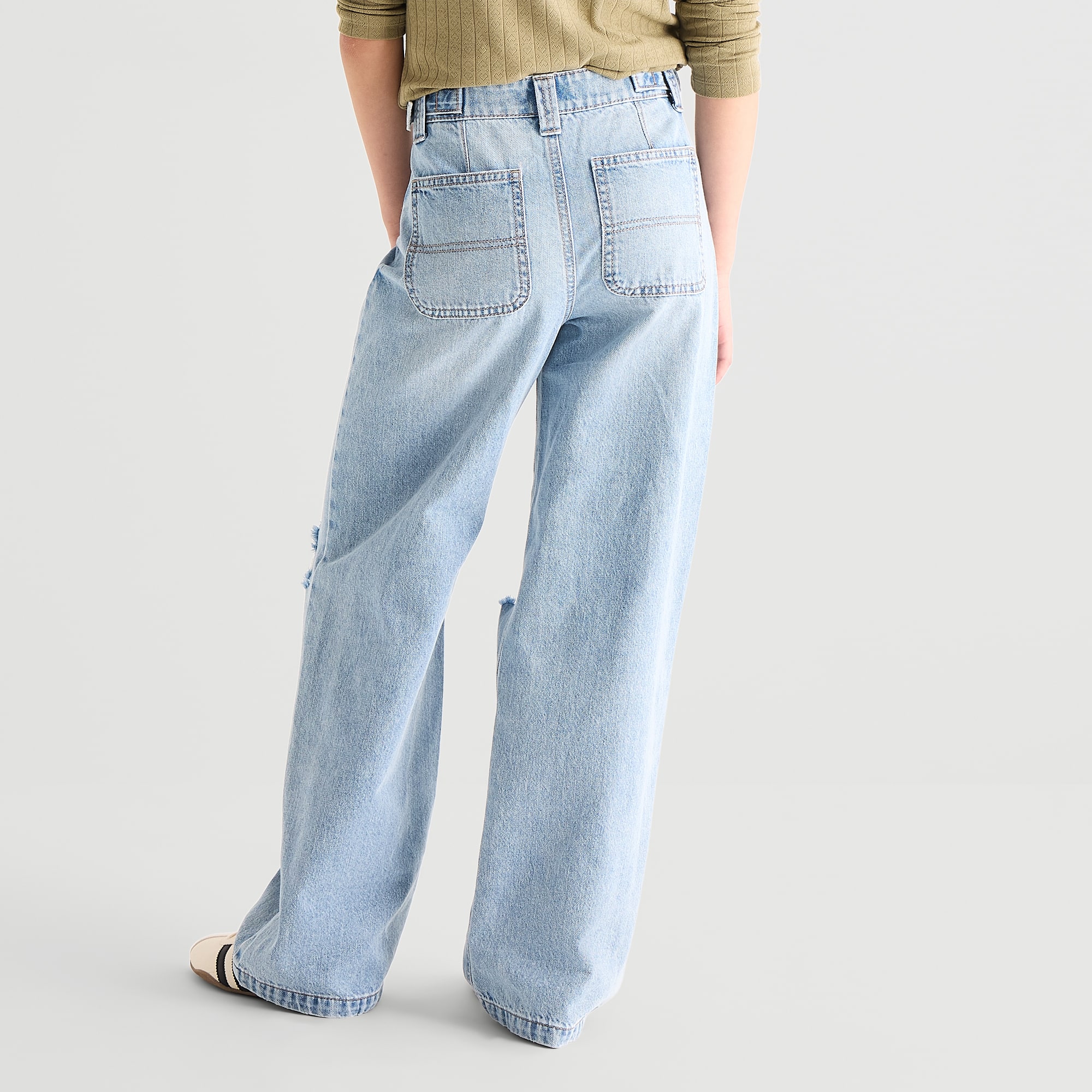 Vanilla Star Big Kid Girls Distressed Wide Leg Jean