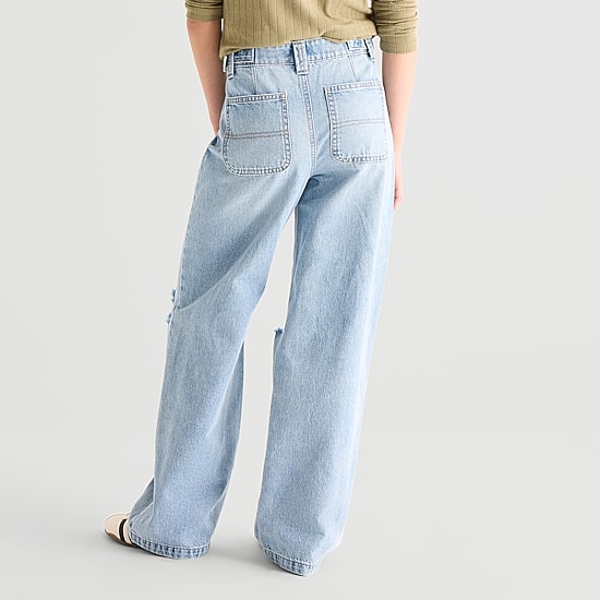 Vanilla Star Big Kid Girls Distressed Wide Leg Jean