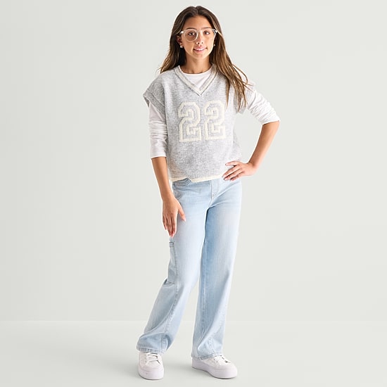 Eyeshadow Big Kid Girls V Neck Sweater Vest