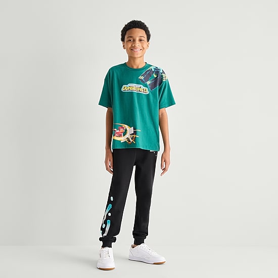 Little & Big Kid Boys Cuffed Regular Fit Minecraft Fleece Jogger Pant