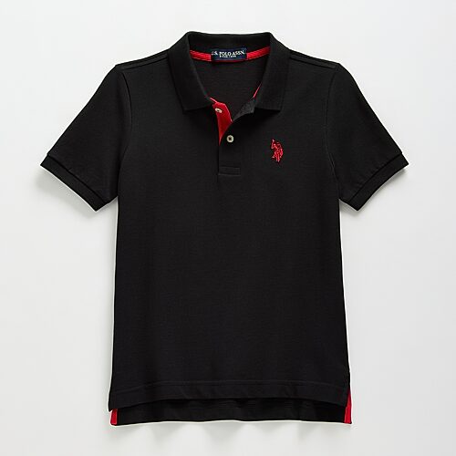 U.s. Polo Assn Little & Big Kid Boys Short Sleeve Regular Fit Embroidered Polo Shirt In Black